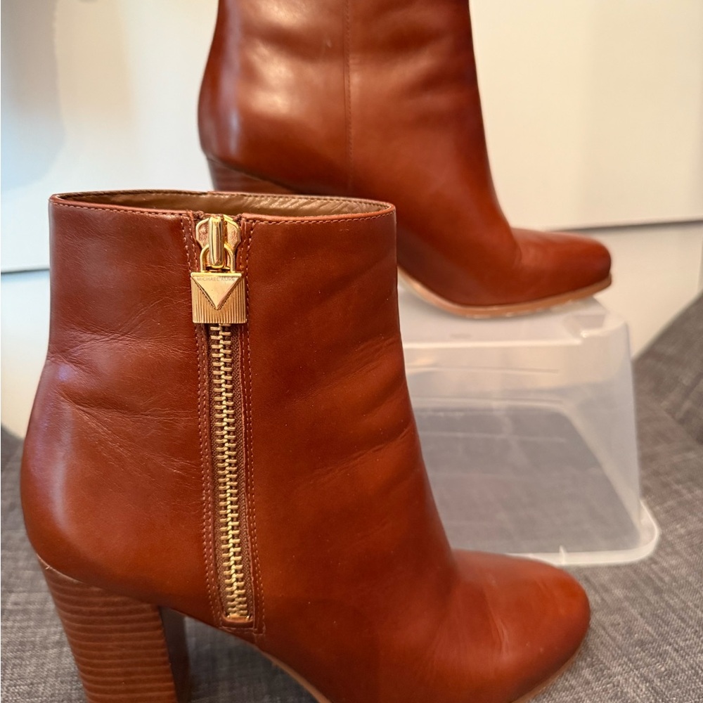 Michael Kors Chestnut Leather Ankle Boots